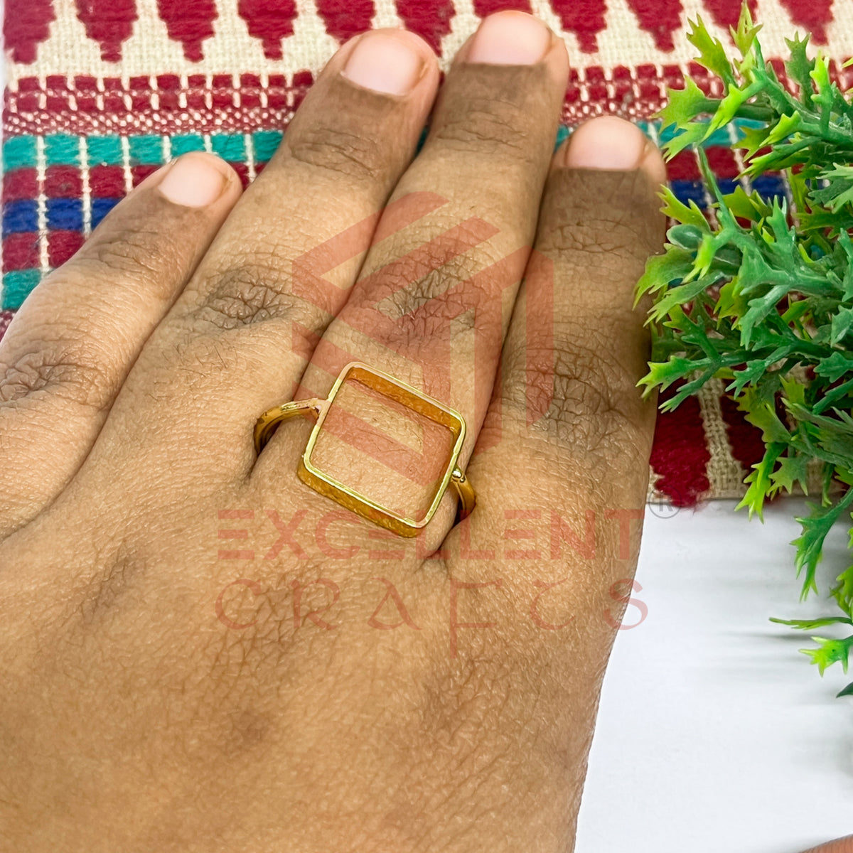 14x14mm Square Brass Finger Ring