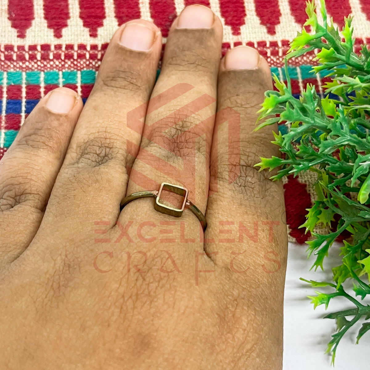 4x4mm Square Brass Finger Ring