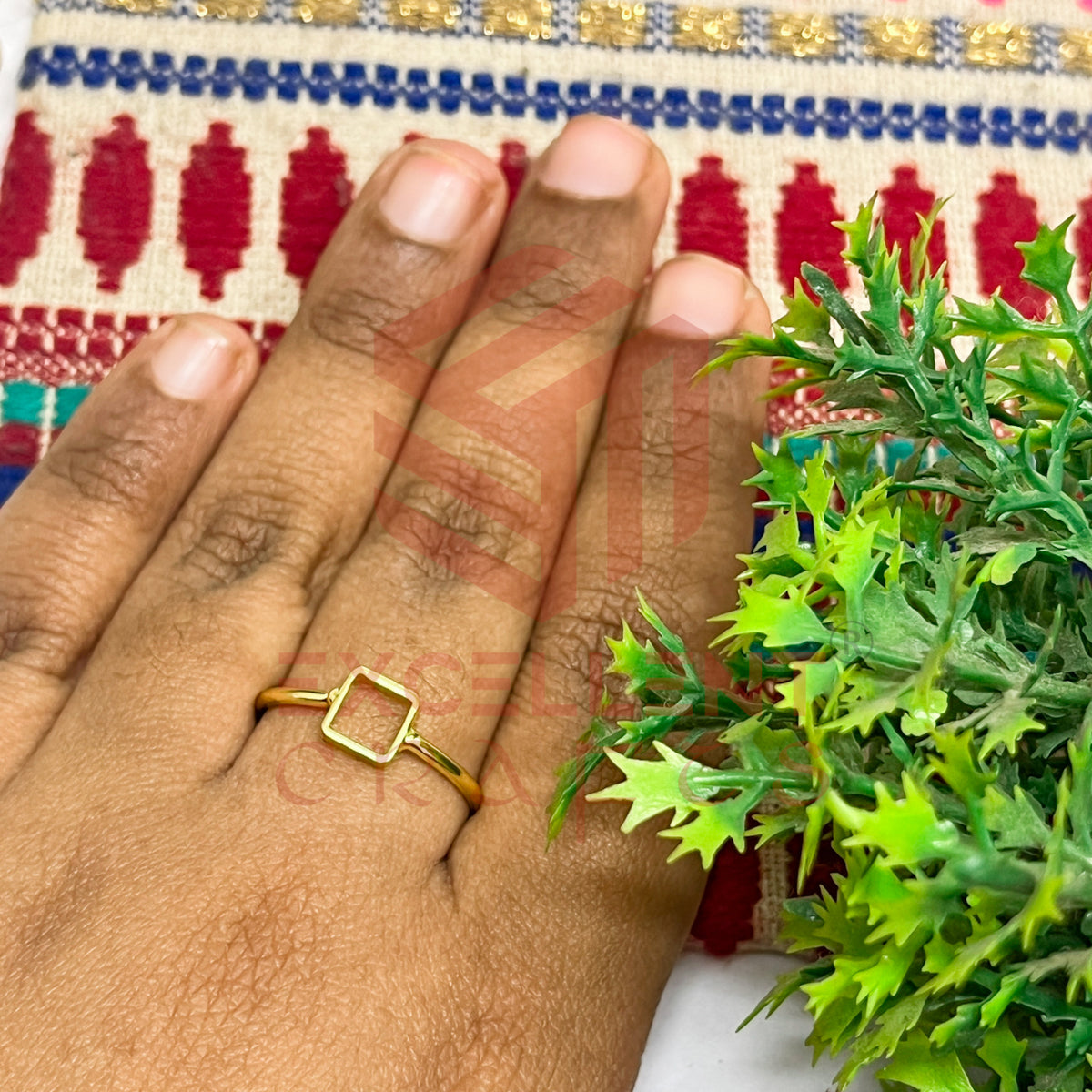 4x4mm Square Brass Finger Ring