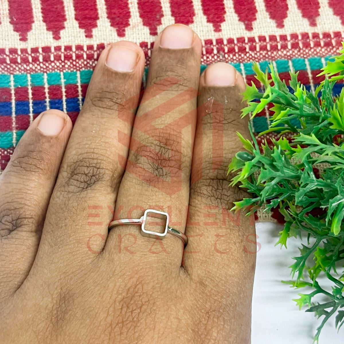 4x4mm Square Brass Finger Ring