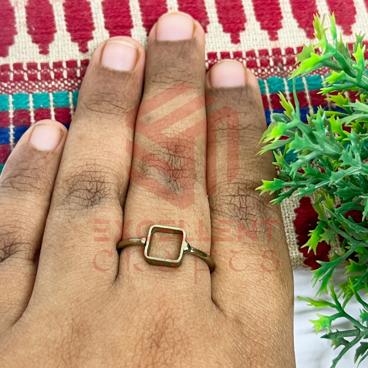 6x6mm Square Brass Finger Ring