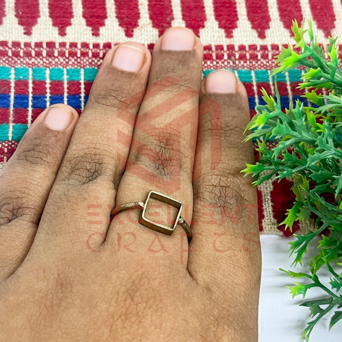 8x8mm Square Brass Finger Ring