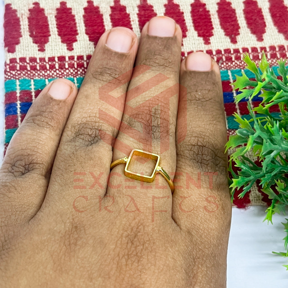8x8mm Square Brass Finger Ring