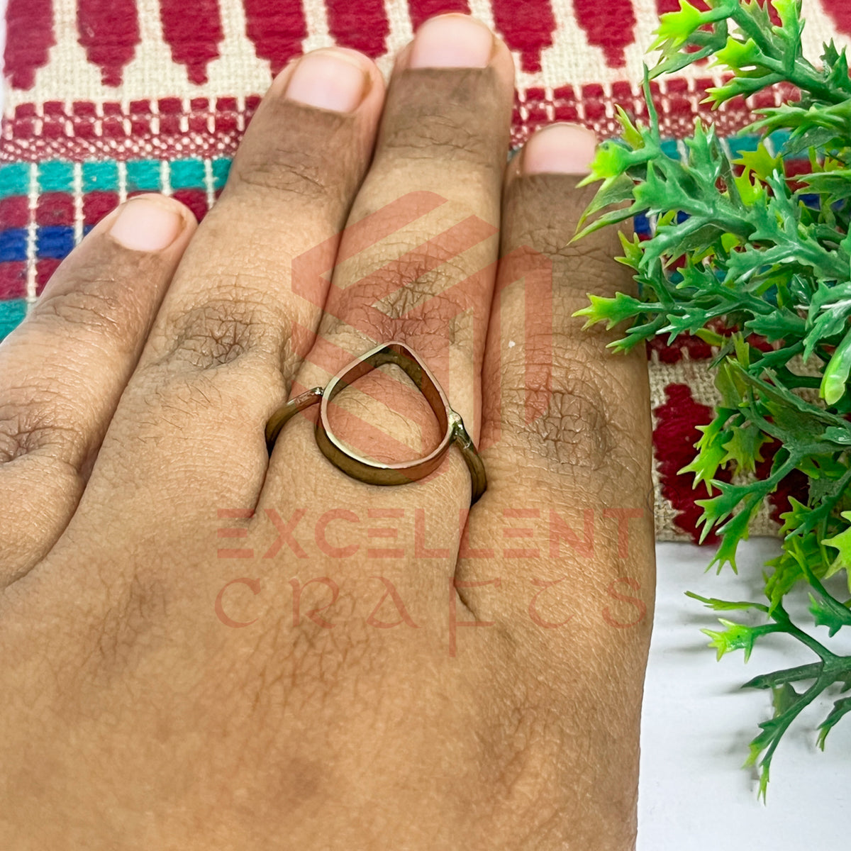 12x18mm Teardrop Brass Finger Ring
