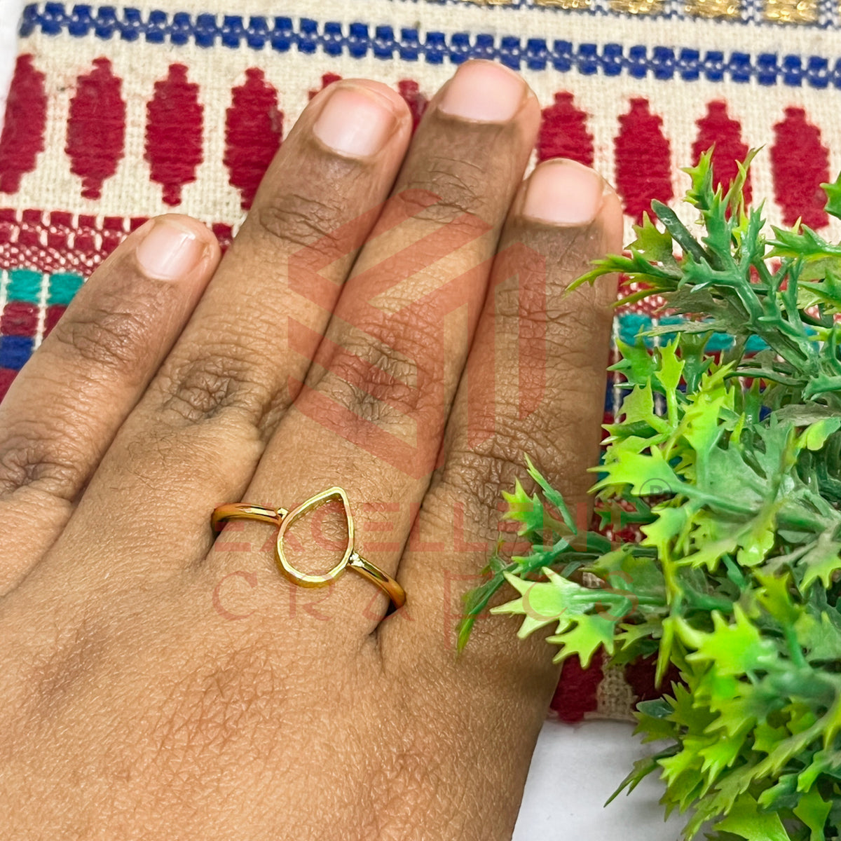 6x9mm Teardrop Brass Finger Ring
