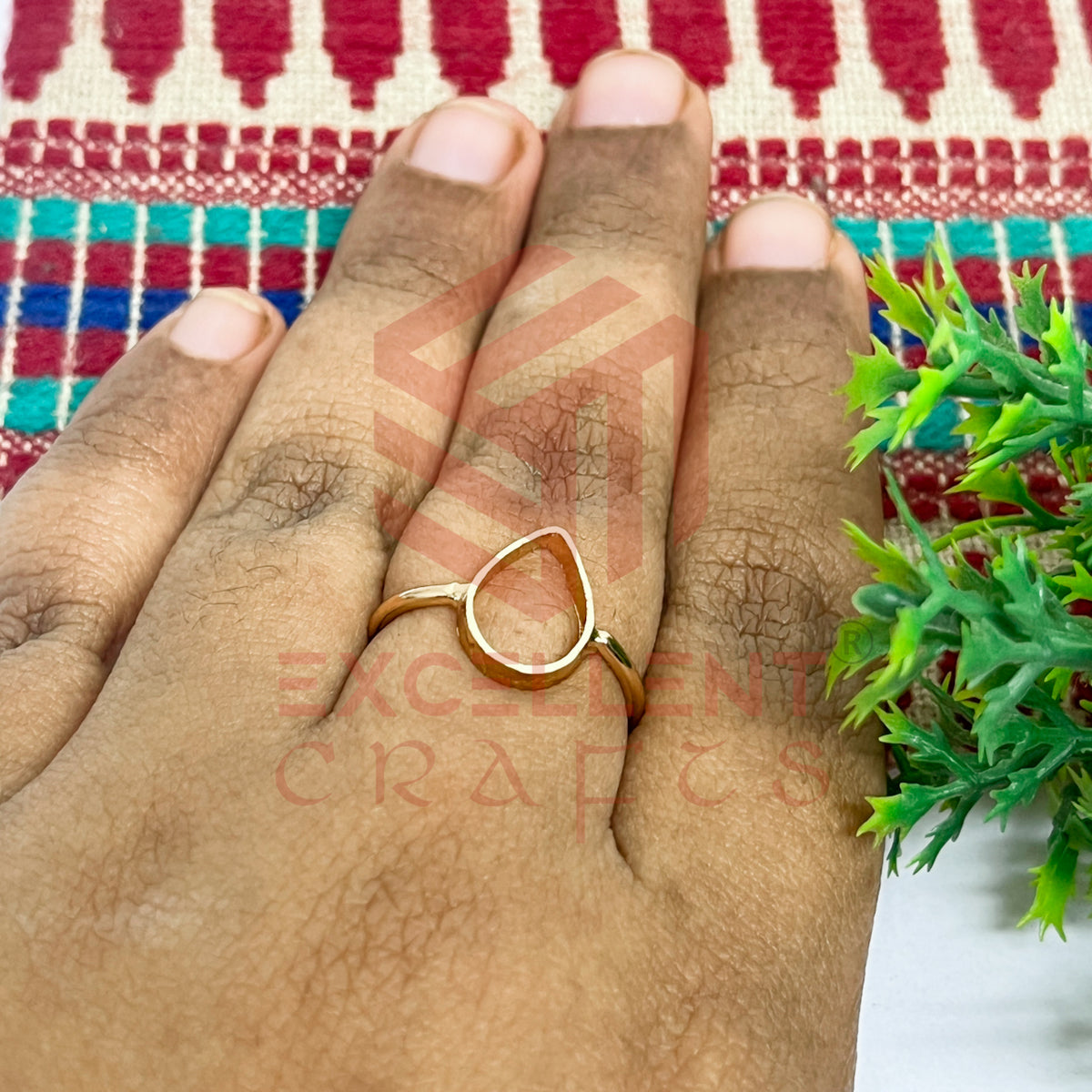8x12mm Teardrop Brass Finger Ring