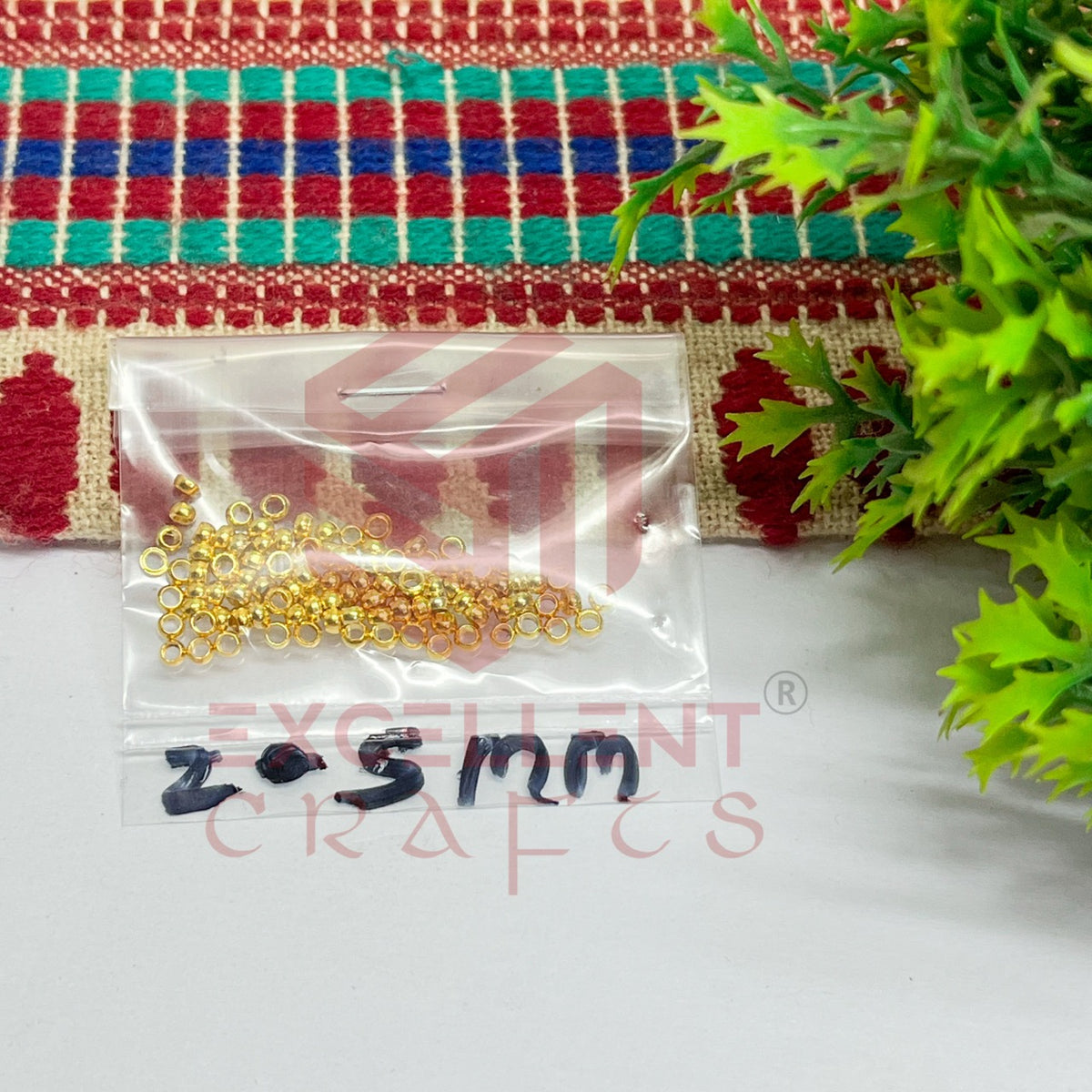 2.5mm Brass Crimp Beads-100 Pcs Pack