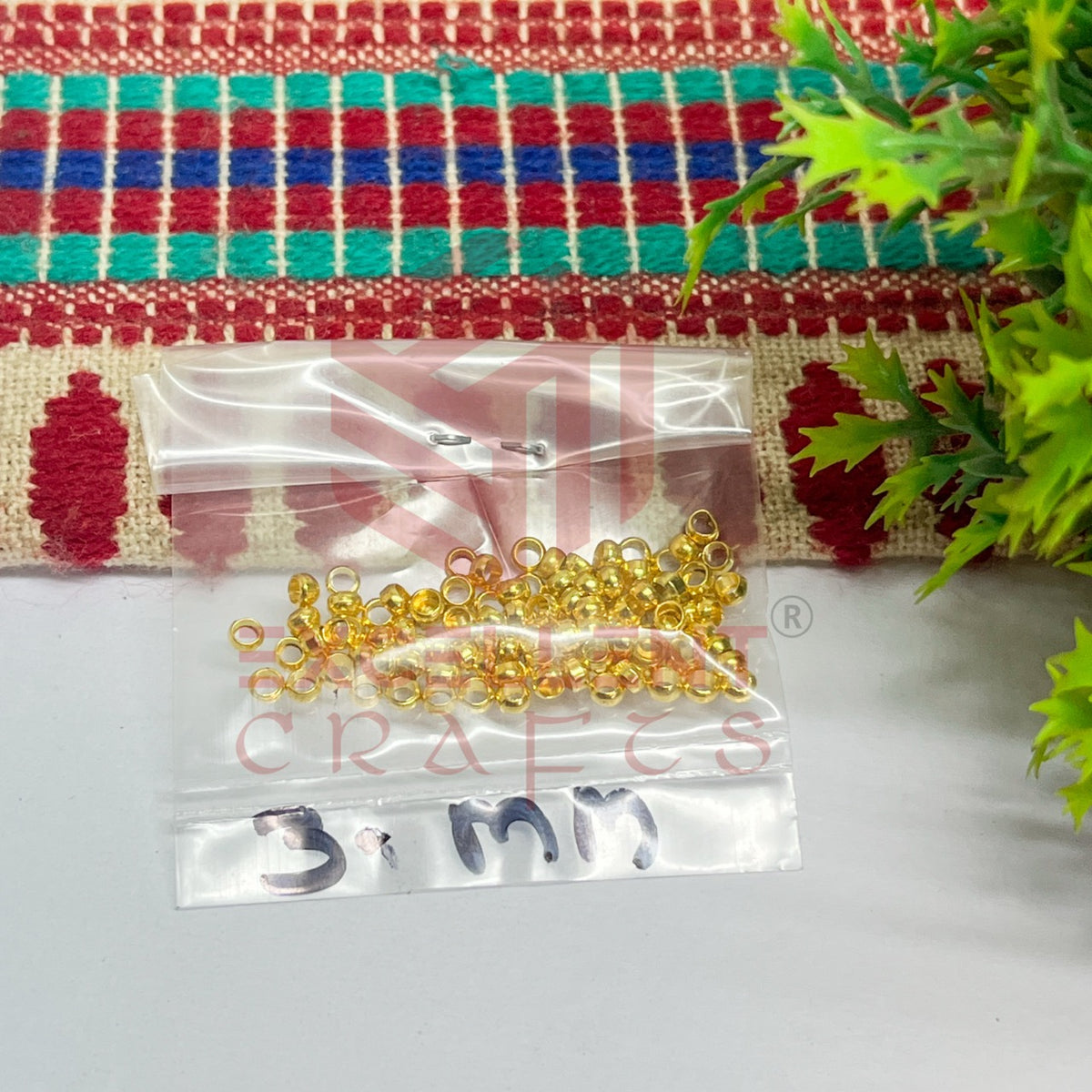 3mm Brass Crimp Beads-100 Pcs Pack