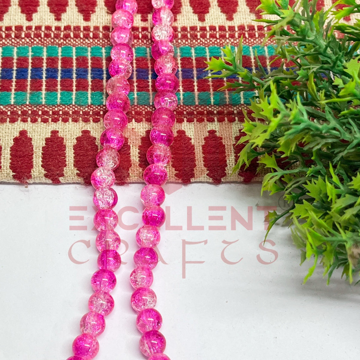 8mm Double Color Crackle Beads Pink and White