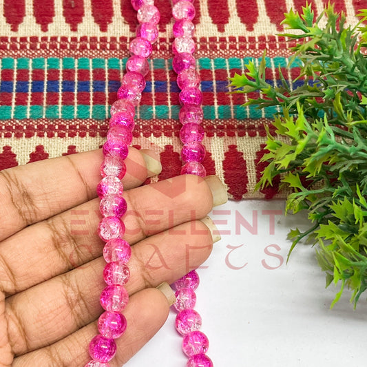 8mm Double Color Crackle Beads Pink and White