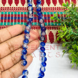 8mm Double Color Crackle Beads Royal Blue and White