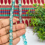 8mm Double Color Crackle Beads Sea Green and White