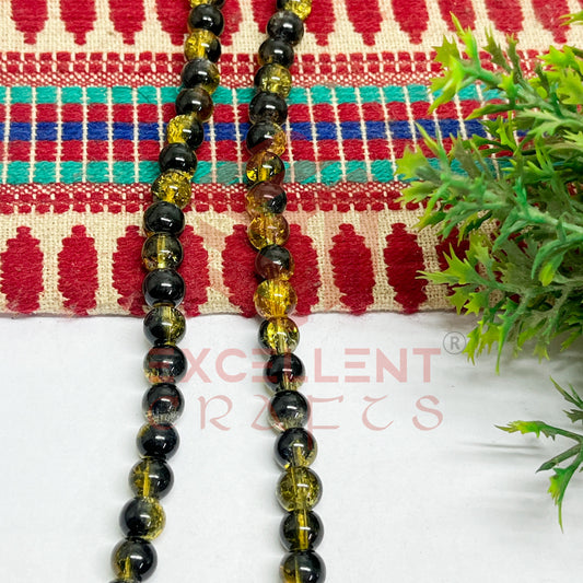 8mm Double Color Crackle Beads Black and Yellow
