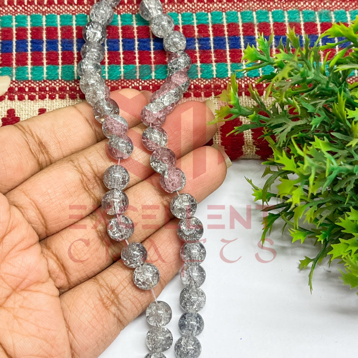 8mm Grey Color Crackle Beads