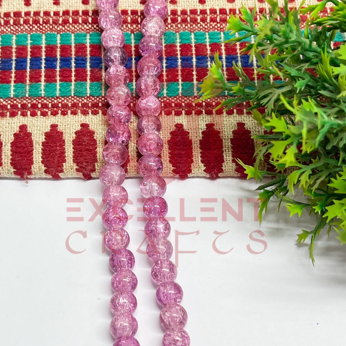 8mm Purple Color Round Crackle Beads