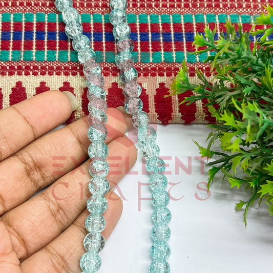 8mm Sea Green Color Round Crackle Beads