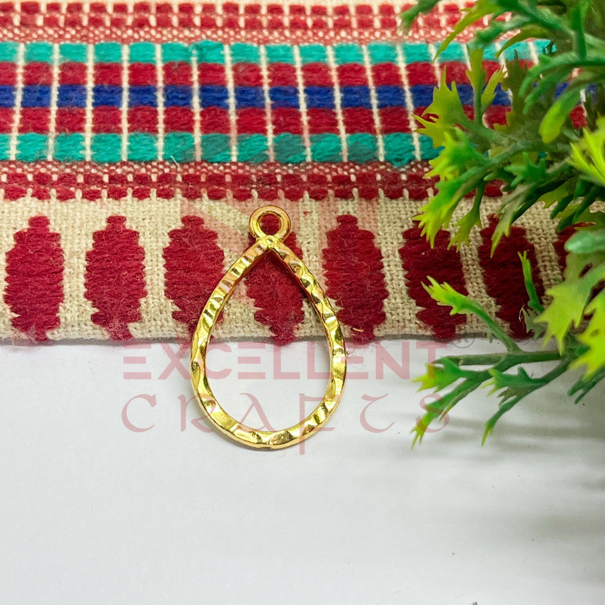 Tear Drop Geometric Texture Pendant Bezel