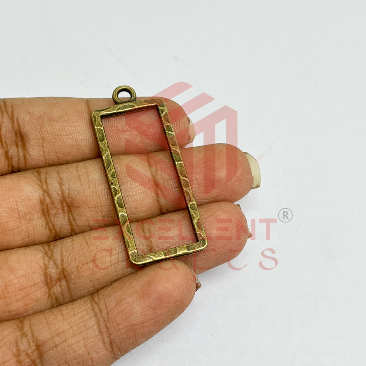 Long Rectangle Shape Geometric Texture Pendant Bezel