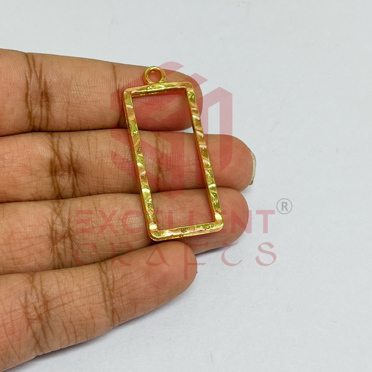 Long Rectangle Shape Geometric Texture Pendant Bezel