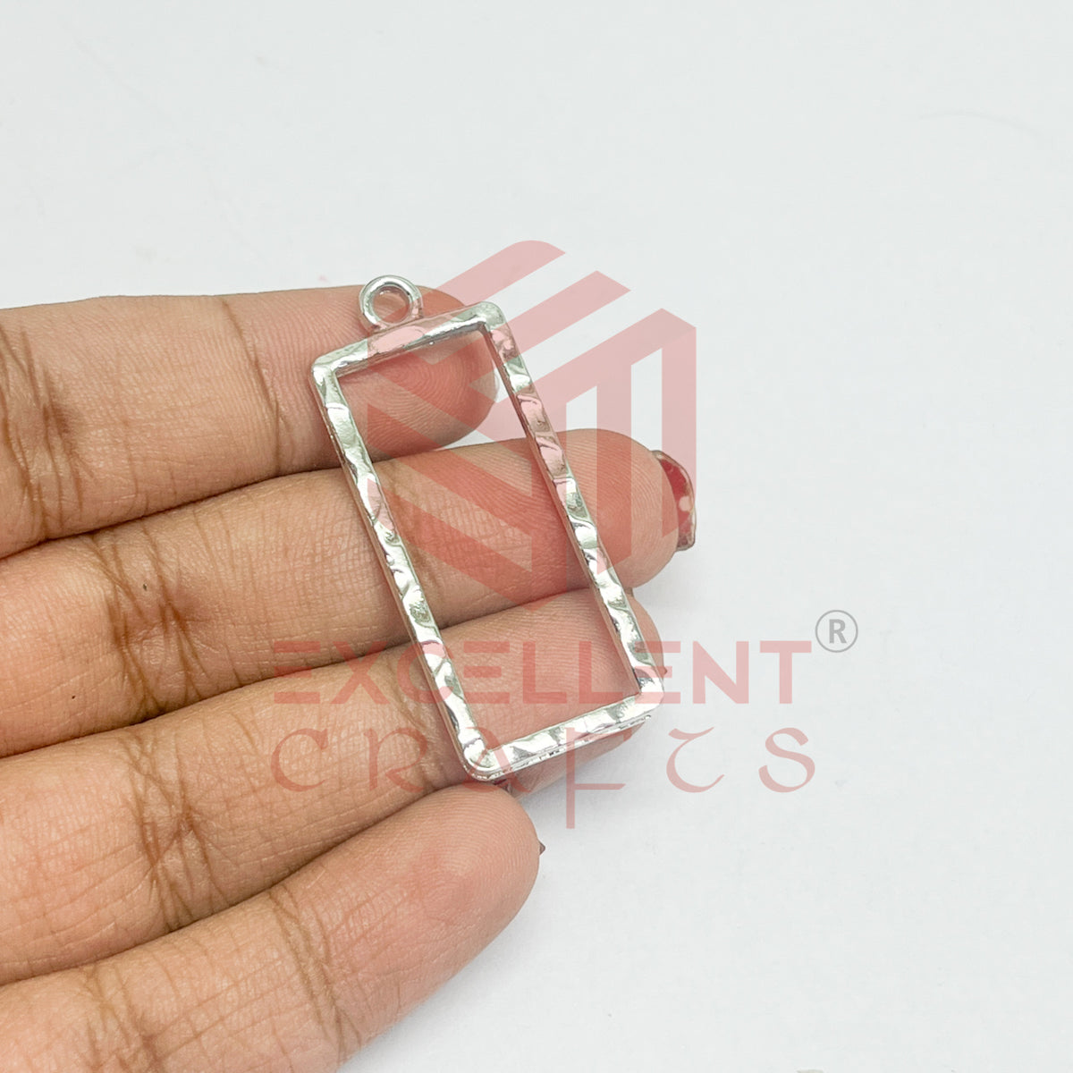 Long Rectangle Shape Geometric Texture Pendant Bezel