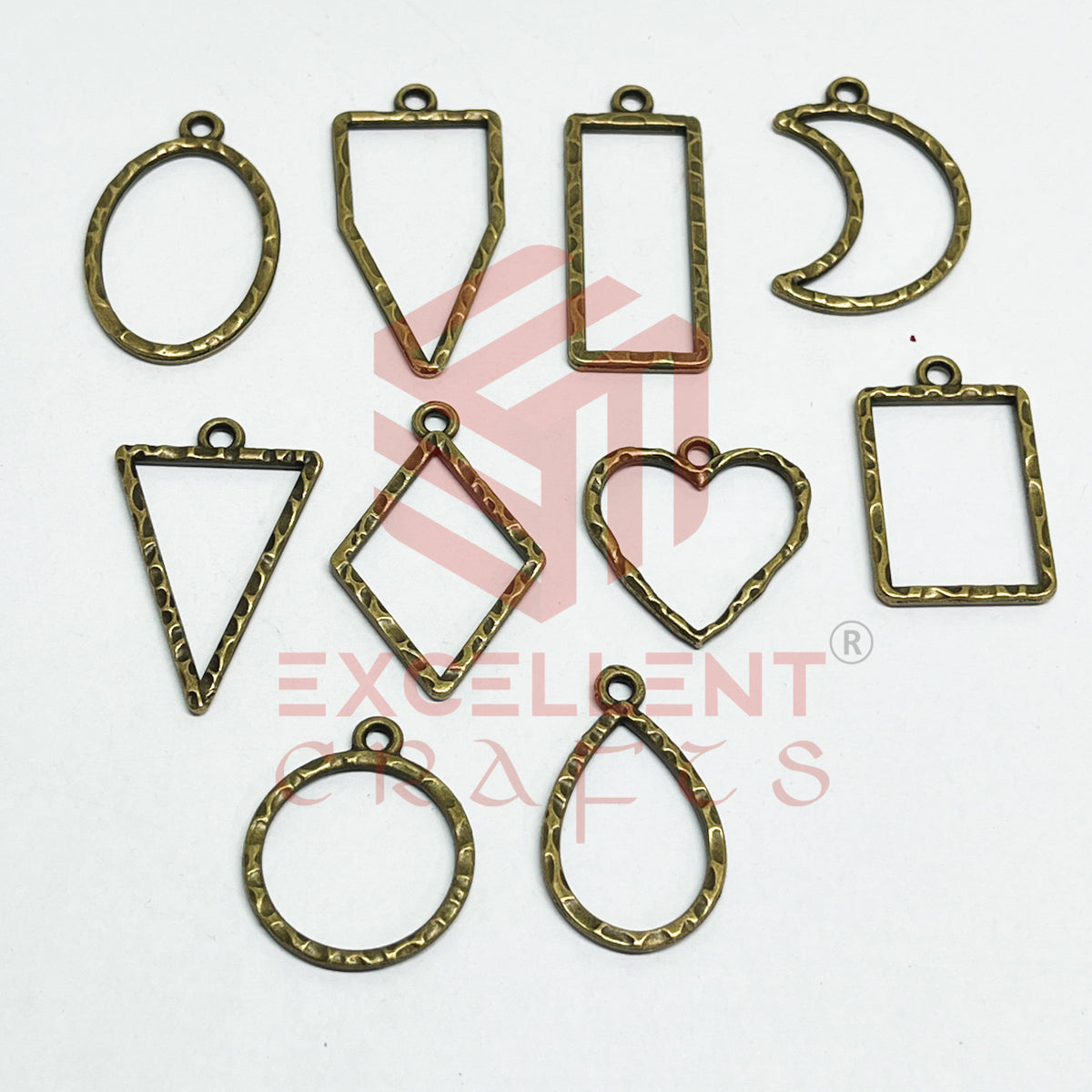 Mix Shapes Geometric Texture Pendant Bezel Set
