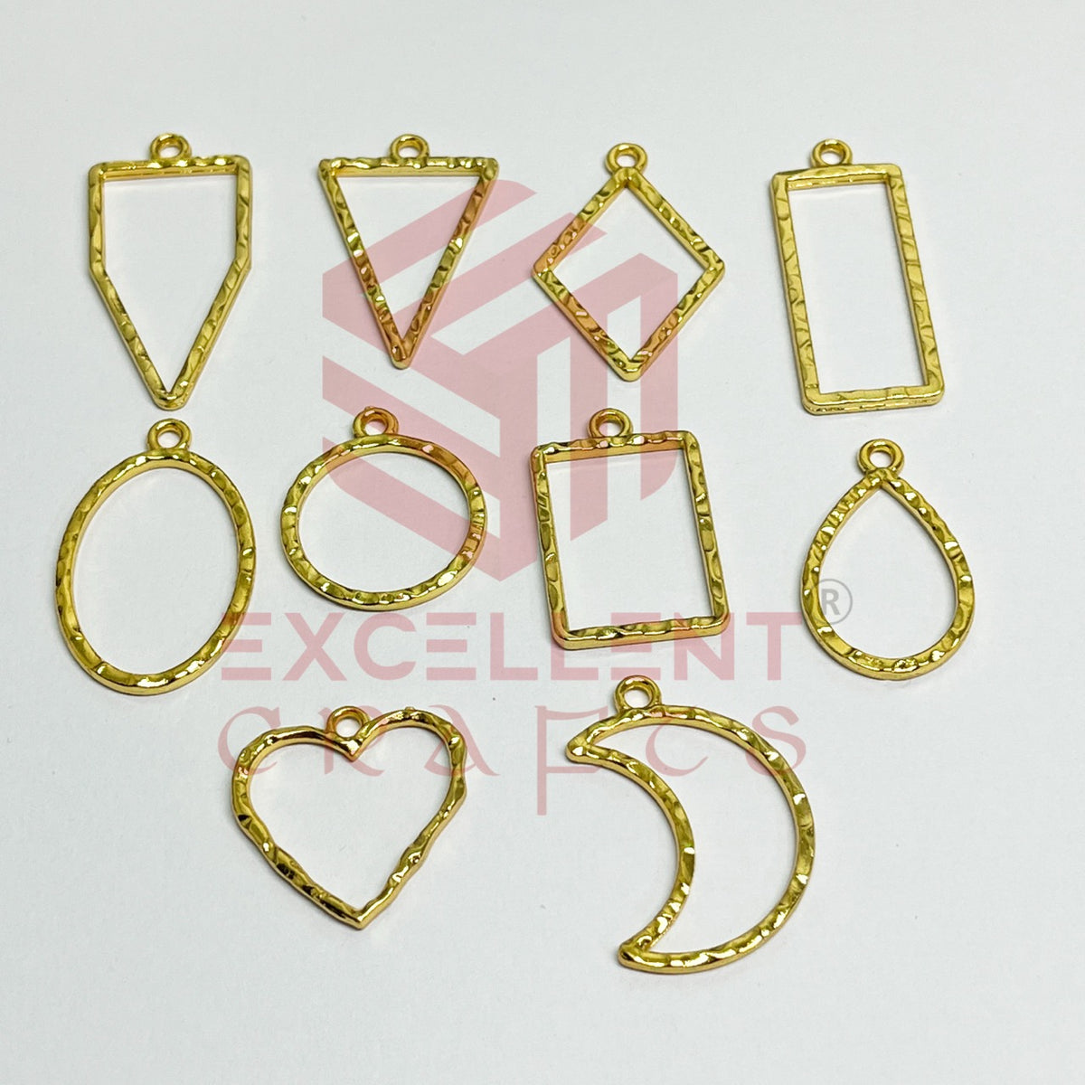 Mix Shapes Geometric Texture Pendant Bezel Set