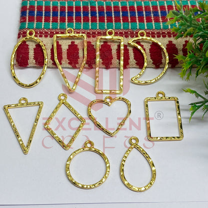 Mix Shapes Geometric Texture Pendant Bezel Set