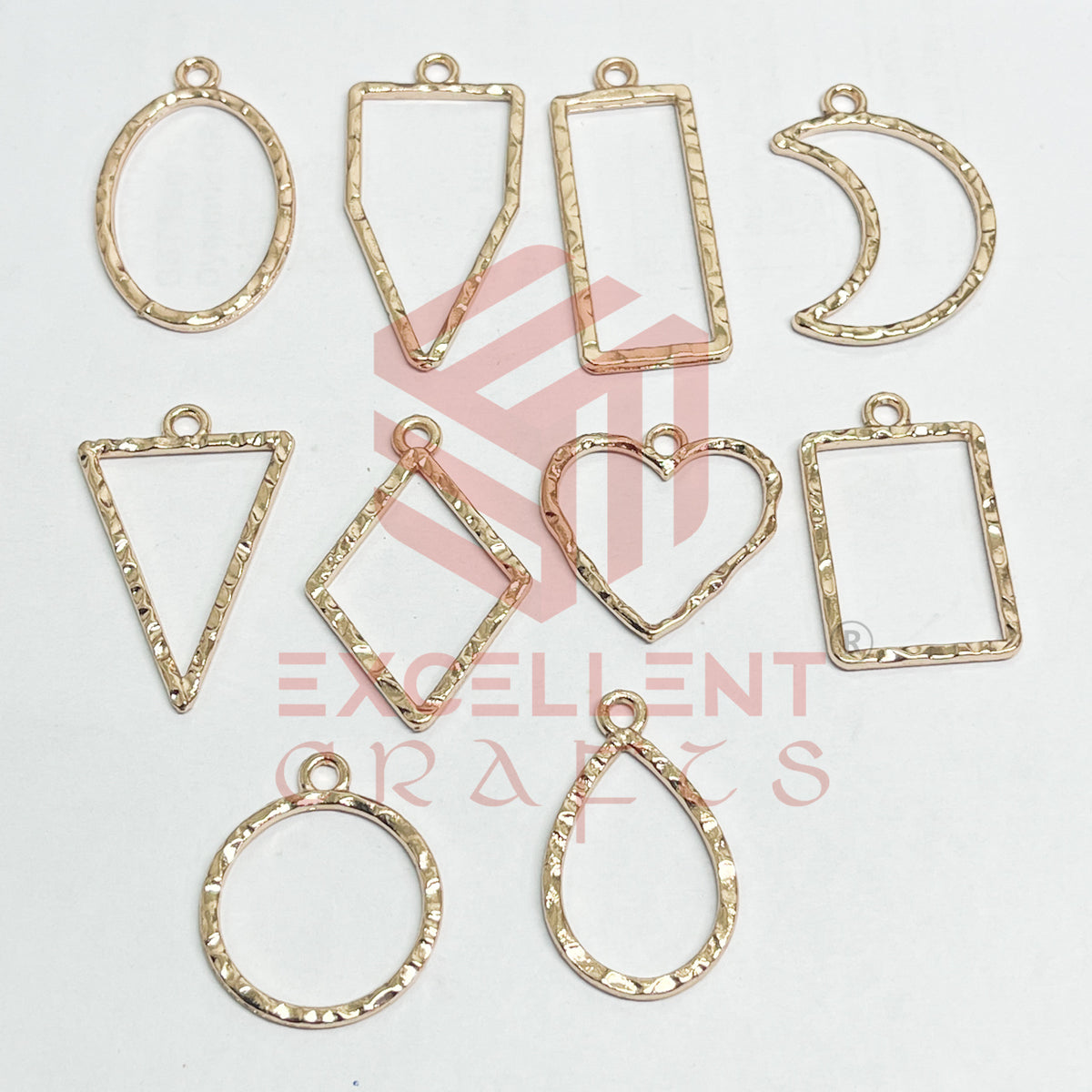 Mix Shapes Geometric Texture Pendant Bezel Set