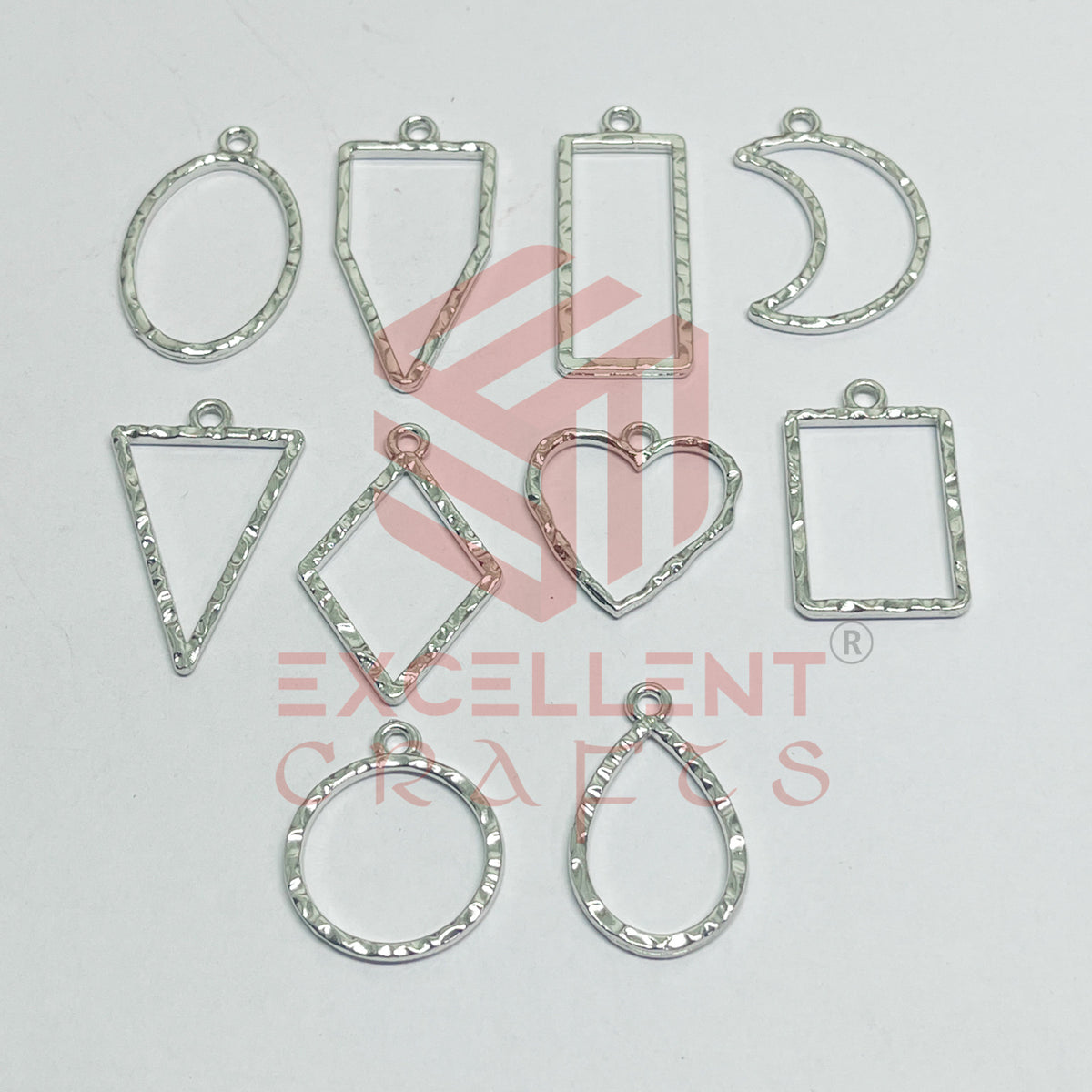 Mix Shapes Geometric Texture Pendant Bezel Set