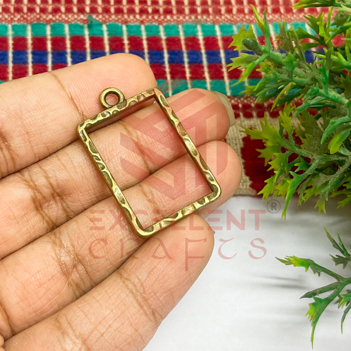 Rectangle Shape Geometric Texture Pendant Bezel