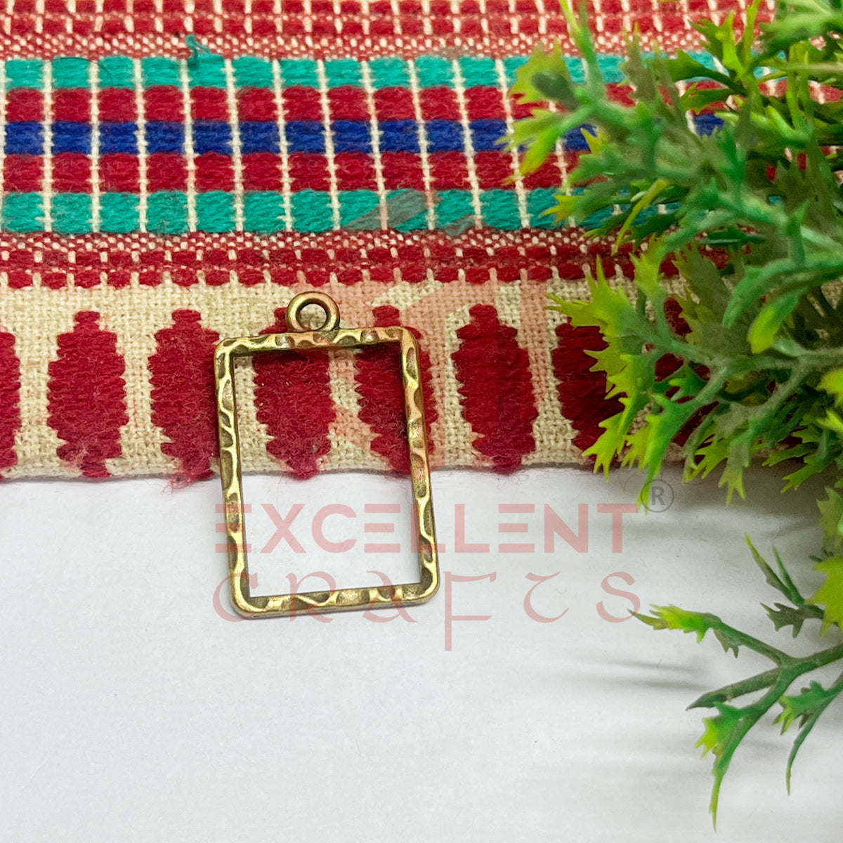 Rectangle Shape Geometric Texture Pendant Bezel