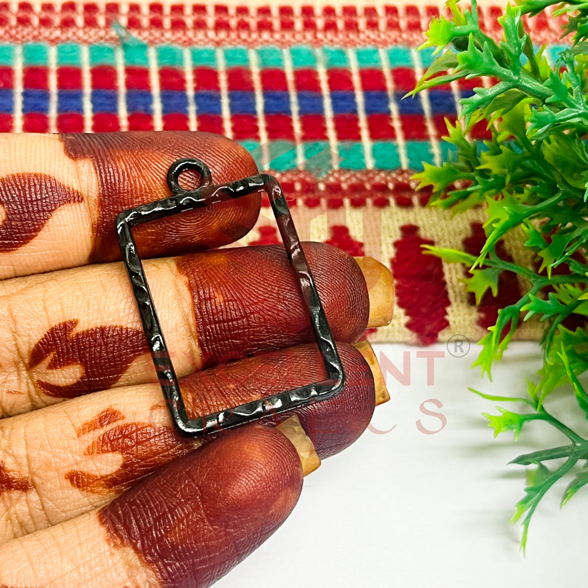 Rectangle Shape Geometric Texture Pendant Bezel