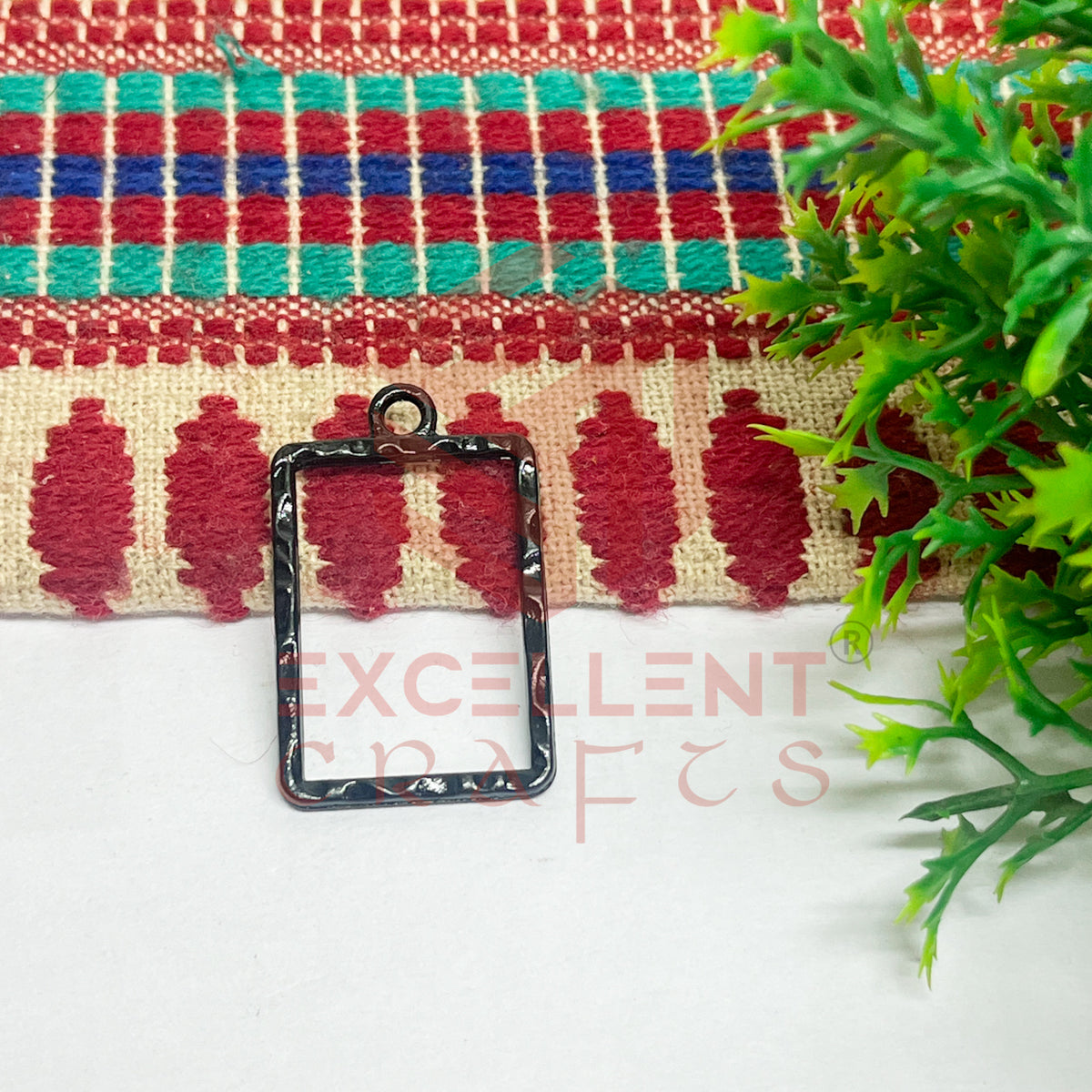 Rectangle Shape Geometric Texture Pendant Bezel