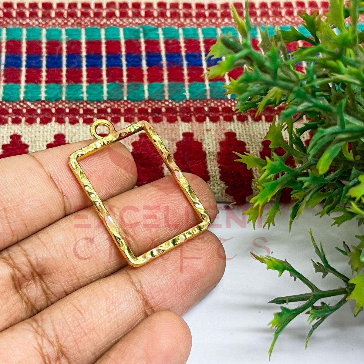 Rectangle Shape Geometric Texture Pendant Bezel