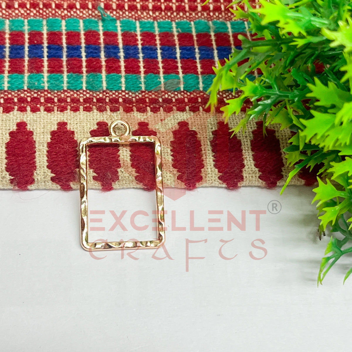 Rectangle Shape Geometric Texture Pendant Bezel