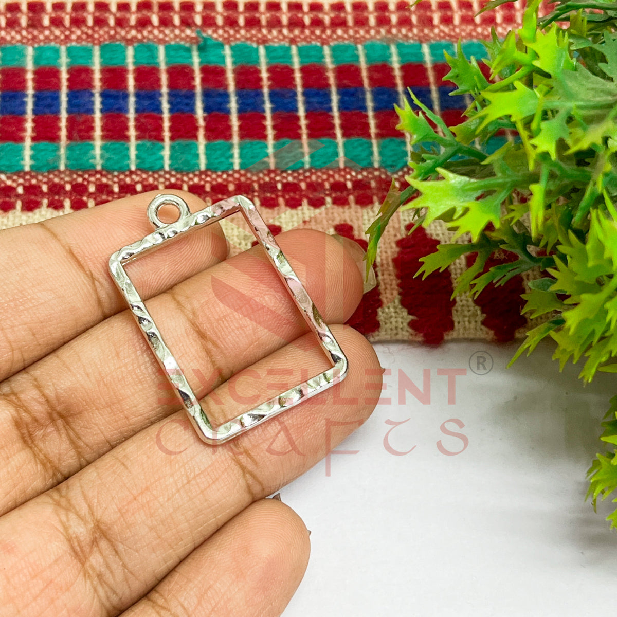 Rectangle Shape Geometric Texture Pendant Bezel