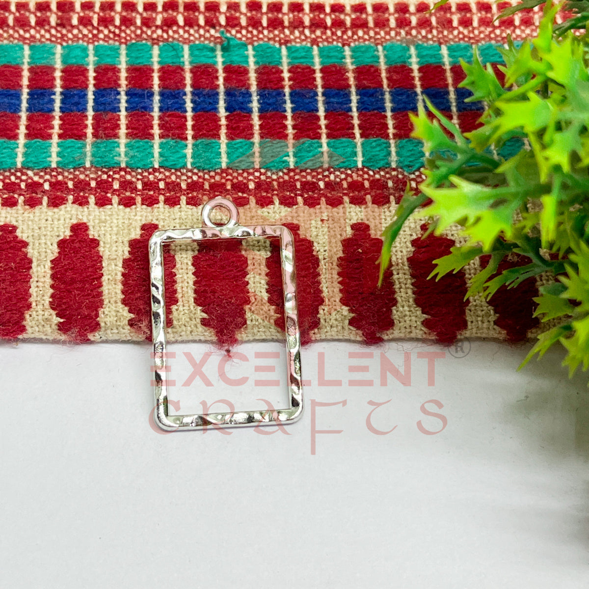 Rectangle Shape Geometric Texture Pendant Bezel