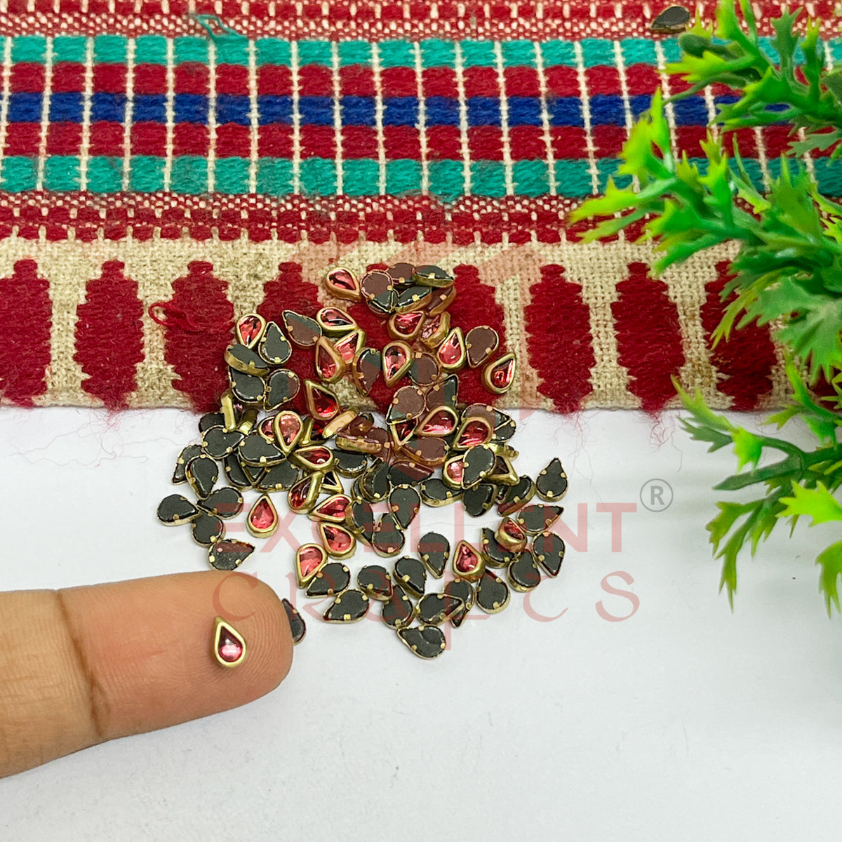 3x5mm Teardop Shape Glass Kundan Stones-100 Pcs