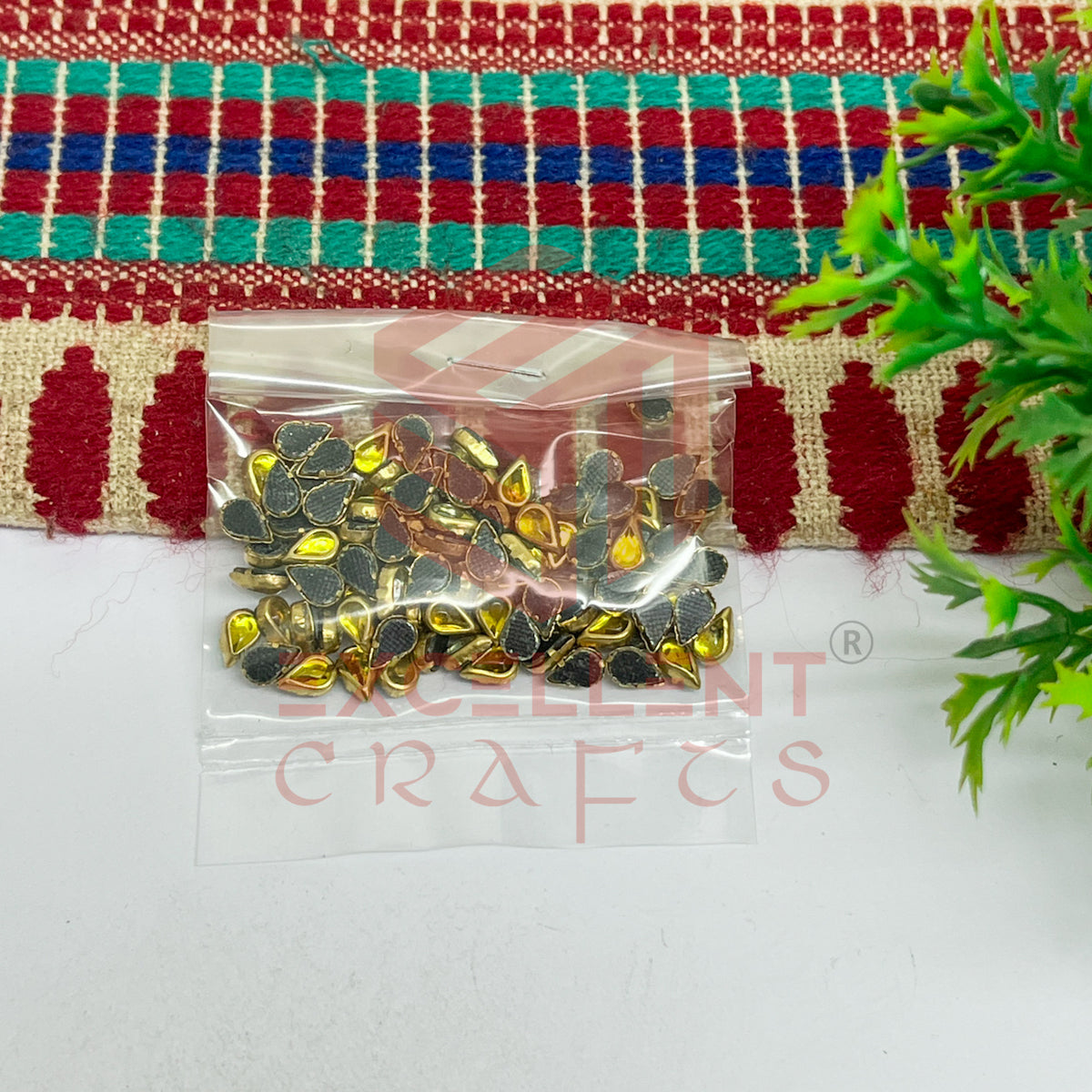 3x5mm Teardop Shape Glass Kundan Stones-100 Pcs