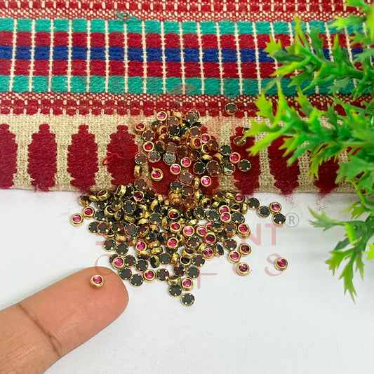 3mm Round Shape Glass Kundan Stones-100 Pcs