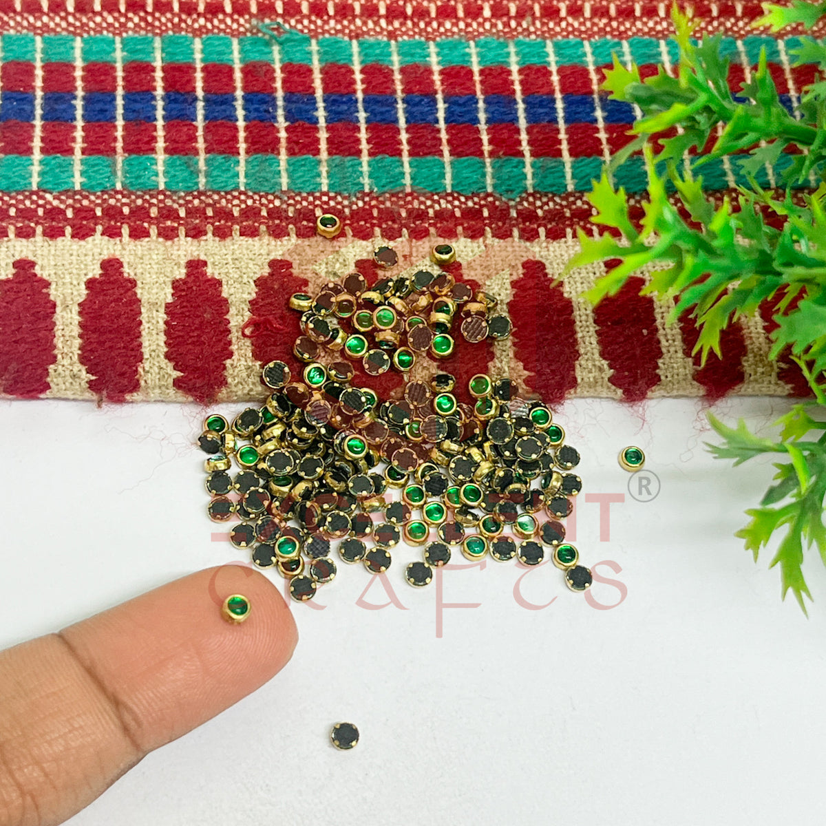 3mm Round Shape Glass Kundan Stones-100 Pcs