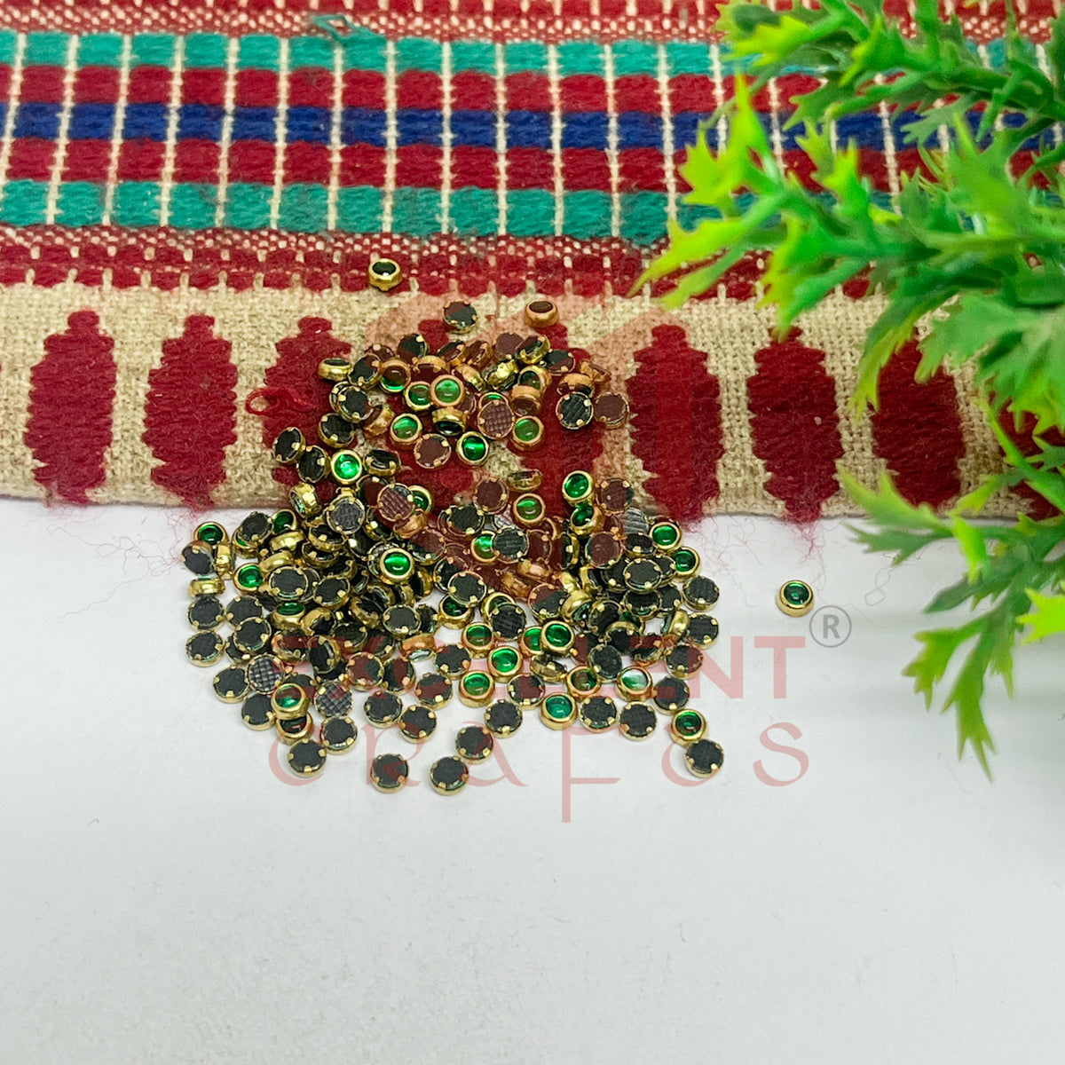 3mm Round Shape Glass Kundan Stones-100 Pcs