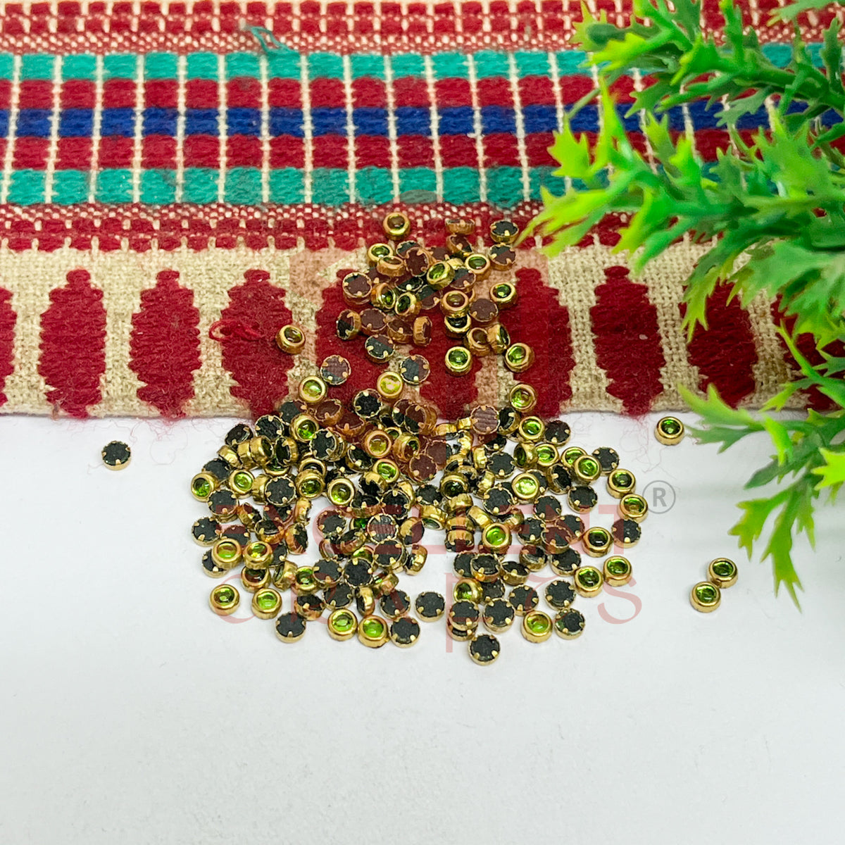 3mm Round Shape Glass Kundan Stones-100 Pcs