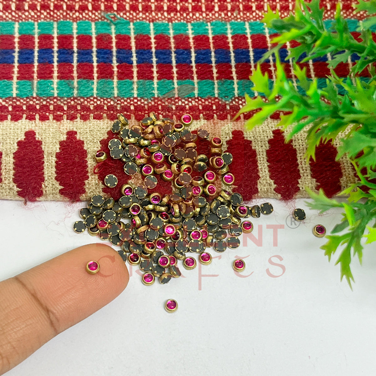 3mm Round Shape Glass Kundan Stones-100 Pcs