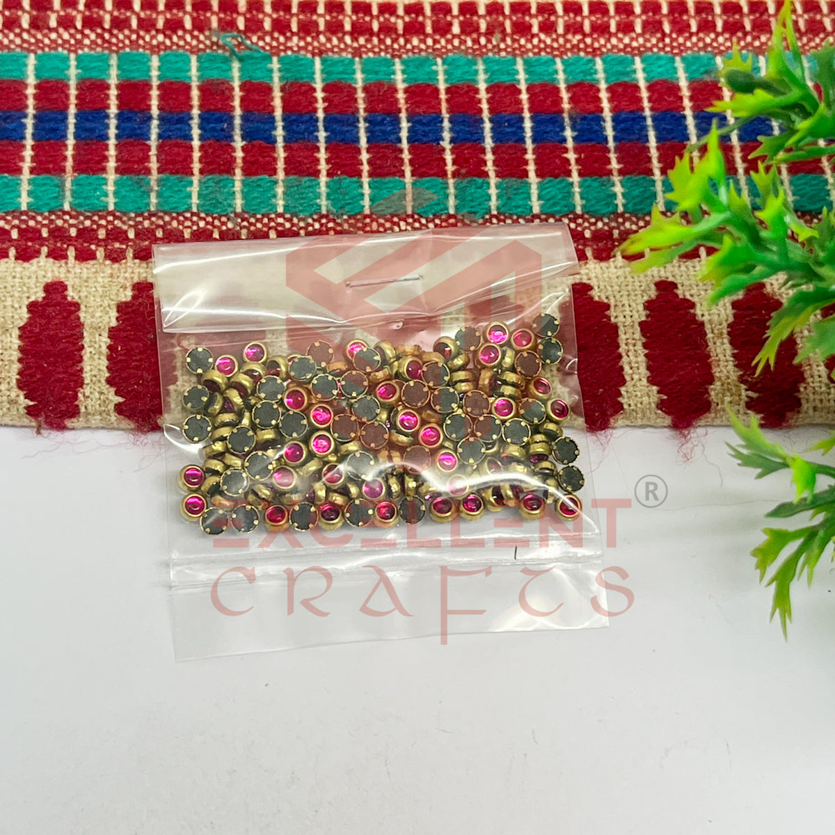 3mm Round Shape Glass Kundan Stones-100 Pcs