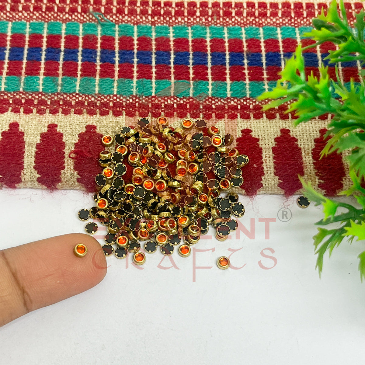 3mm Round Shape Glass Kundan Stones-100 Pcs