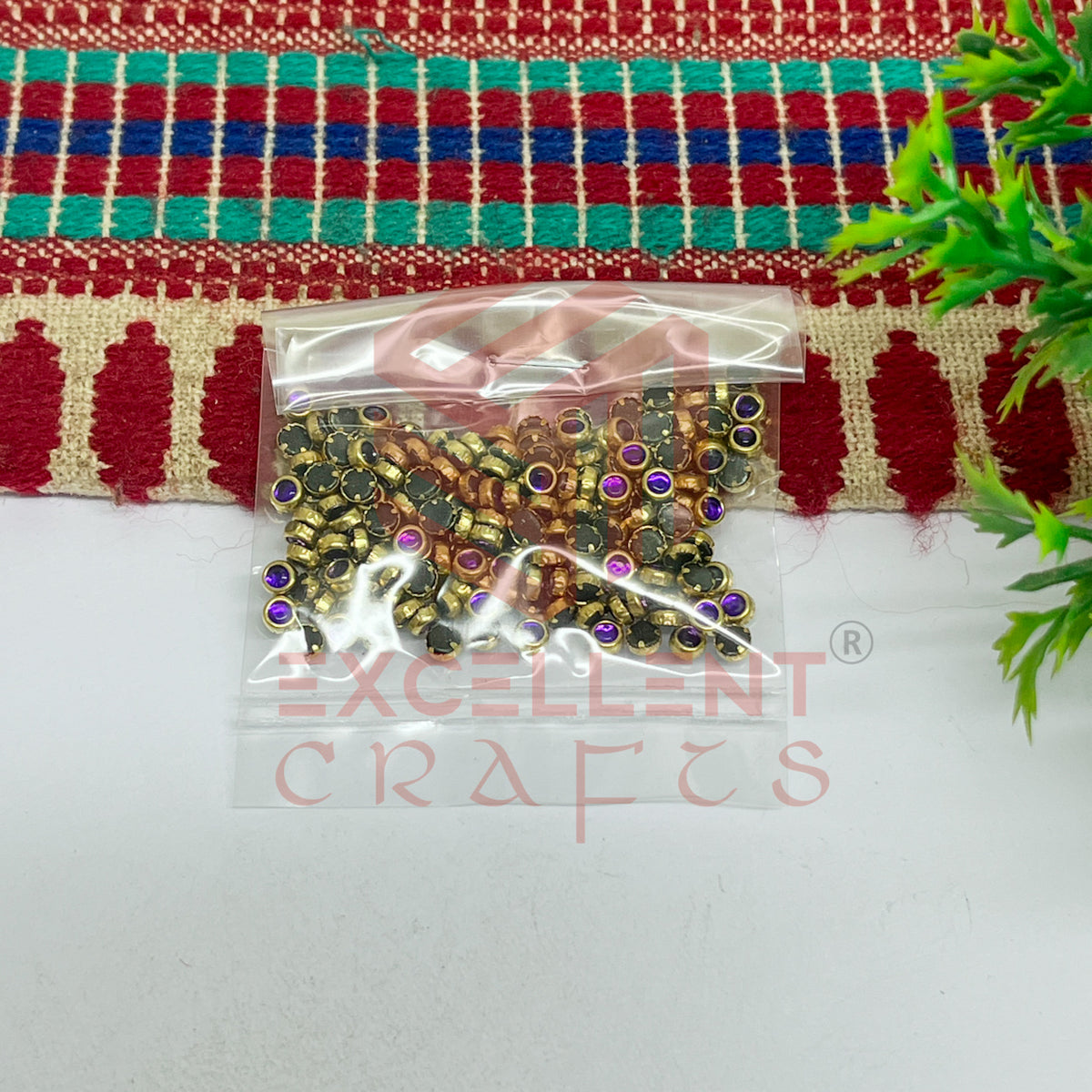 3mm Round Shape Glass Kundan Stones-100 Pcs