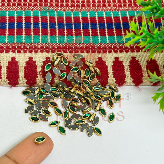 3x6mm Eye Shape Glass Kundan Stones-100 Pcs