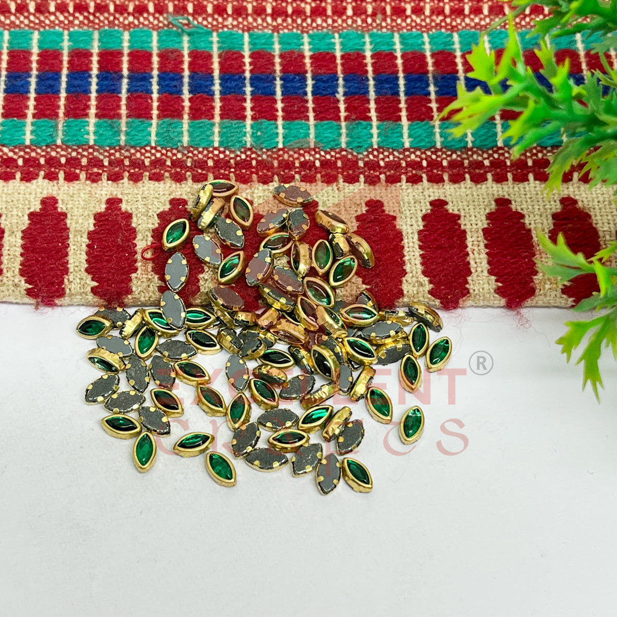 3x6mm Eye Shape Glass Kundan Stones-100 Pcs
