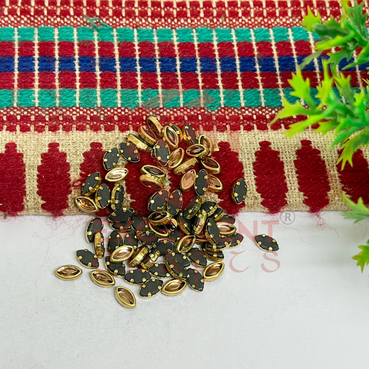 3x6mm Eye Shape Glass Kundan Stones-100 Pcs